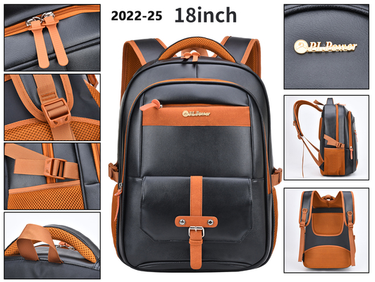 Tas Ransel Kasual Bisnis 18 Inci Pria Kulit PU Tas Sekolah Mahasiswa