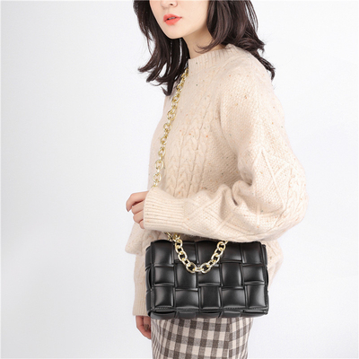 Weave Flap Tas Messenger Kulit Wanita Tas Selempang Kulit PU