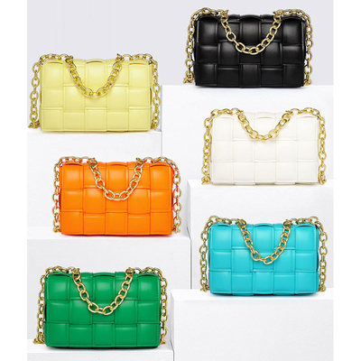 Weave Flap Tas Messenger Kulit Wanita Tas Selempang Kulit PU