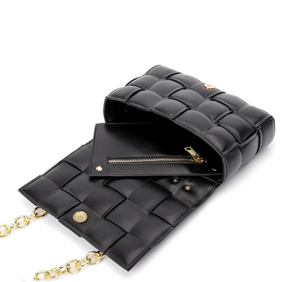 Weave Flap Tas Messenger Kulit Wanita Tas Selempang Kulit PU