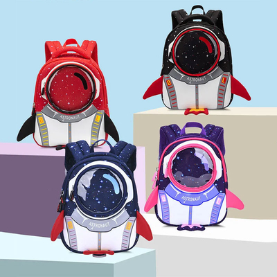 Tas Ransel Anak Roket 3D Tahan Air Anti Hilang Kartun Gadis Tas Sekolah Astronot
