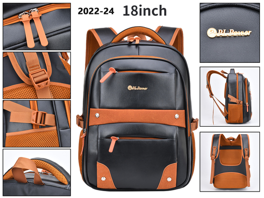 Tas Ransel Kasual Bisnis 18 Inci Pria Kulit PU Tas Sekolah Mahasiswa