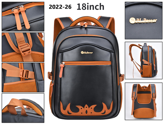 Tas Ransel Kasual Bisnis 18 Inci Pria Kulit PU Tas Sekolah Mahasiswa