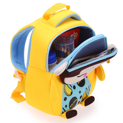 Ransel Anak Tahan Air Monyet Neoprene 3D Kartun Lucu Tas Sekolah Anti Hilang 2 Ukuran