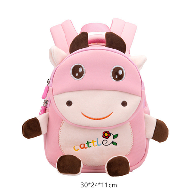 Tas Ransel Anak Tahan Air Sapi Kartun 3D Hewan TK Gadis Fashion Tas Sekolah