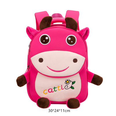 Tas Ransel Anak Tahan Air Sapi Kartun 3D Hewan TK Gadis Fashion Tas Sekolah