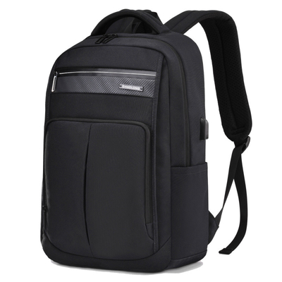 Ransel Laptop Bisnis 15,6 inci USB Pengisian Tas Laptop Kulit Hitam