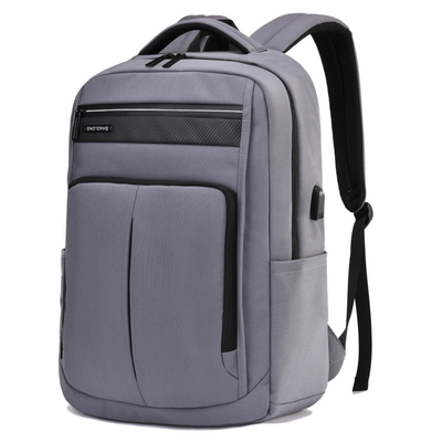 Ransel Laptop Bisnis 15,6 inci USB Pengisian Tas Laptop Kulit Hitam