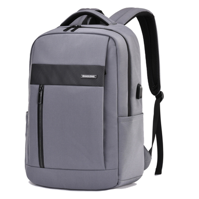 Ransel Laptop Bisnis 15,6 inci USB Pengisian Tas Laptop Kulit Hitam