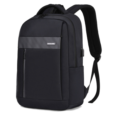 Ransel Laptop Bisnis 15,6 inci USB Pengisian Tas Laptop Kulit Hitam