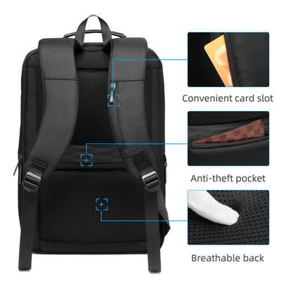 Tas Ransel Laptop Bisnis FCS Pengisian USB Ransel Kasual Bisnis Perjalanan Pria
