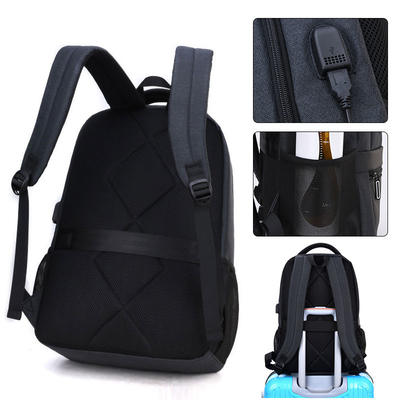 Ransel Pengisian USB Eksternal Pria Laptop Tas Sekolah Nilon Tahan Air