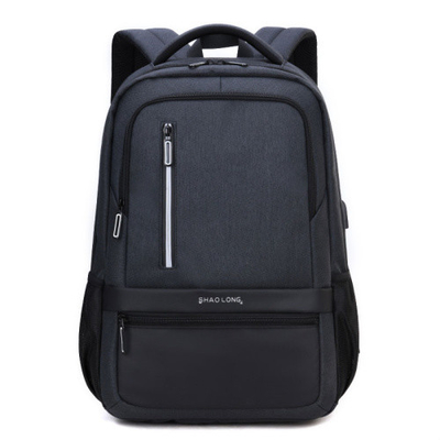 Ransel Pengisian USB Eksternal Pria Laptop Tas Sekolah Nilon Tahan Air