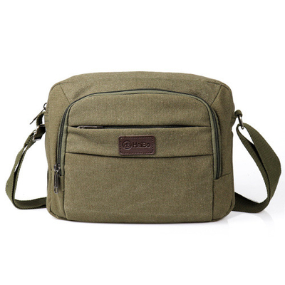 Gesper Solid Vintage Kanvas Messenger Bag Tas Bahu Portabel Kasual