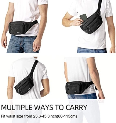 Bum Fashion Fanny Pack Tas Pinggang Tahan Air Pria Wanita Dengan 6 Kantong Ritsleting