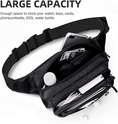 Bum Fashion Fanny Pack Tas Pinggang Tahan Air Pria Wanita Dengan 6 Kantong Ritsleting