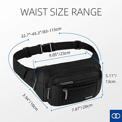 Bum Fashion Fanny Pack Tas Pinggang Tahan Air Pria Wanita Dengan 6 Kantong Ritsleting
