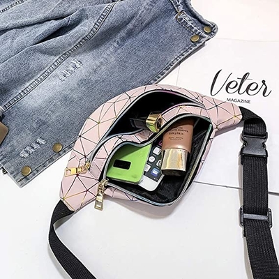 Pu Leather Bum Tas Pinggang Festival Fanny Pack 3 Kantong Ritsleting Tahan Air