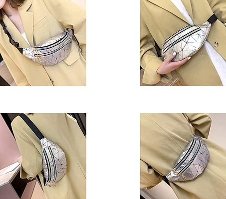 Pu Leather Bum Tas Pinggang Festival Fanny Pack 3 Kantong Ritsleting Tahan Air