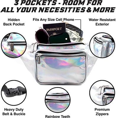 PU Rave Bum Bag Waist Pack Untuk Wanita Pria Anak Kecil Sedang Besar