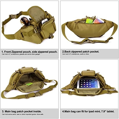 Tas Pinggang Taktis Molle Paket Pinggang Militer Untuk Luar Ruangan Berjalan Lari Hiking Camping