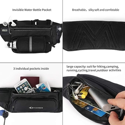 Polyester Waterproof Bum Jogging Belt Bag Running Belt Dengan Tempat Botol