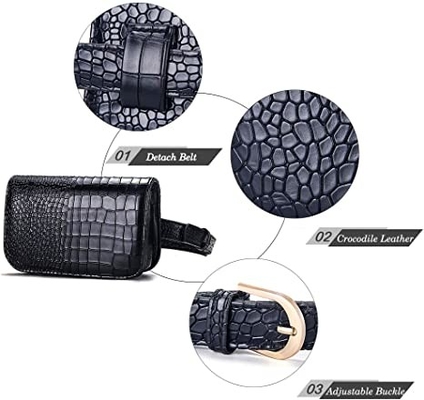 Crocodile Small Crossbody Fanny Pack Pu Leather Purses Dengan Kantong Ponsel