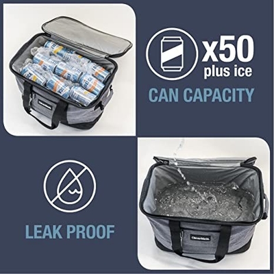 Tas Terisolasi Anti Bocor yang Dapat Dilipat Sisi Lembut Kelontong Portabel 50 Can Cooler Bag