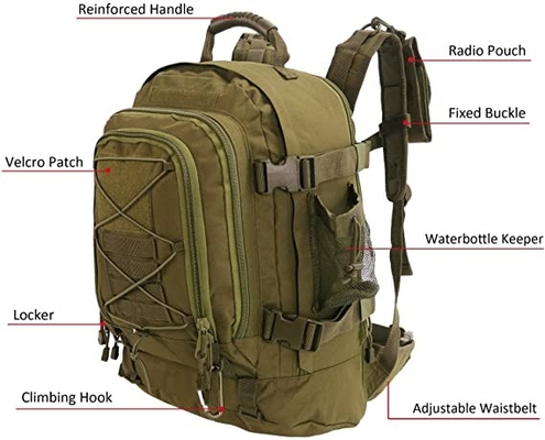 Ransel Berkemah Militer Taktis 60L yang Dapat Diperluas Bahan Oxford