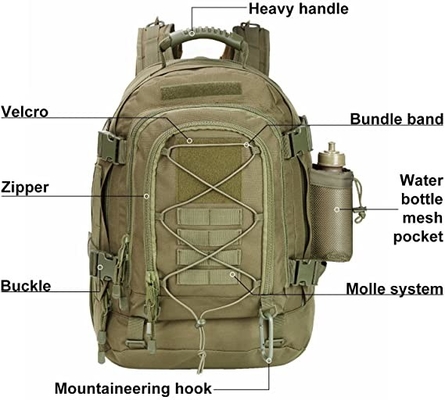 Ransel Berkemah Militer Taktis 60L yang Dapat Diperluas Bahan Oxford