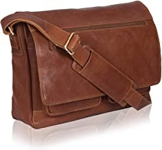 14inch Laptop Wanita Tas Messenger Kulit Kanvas Kulit Sapi 400g